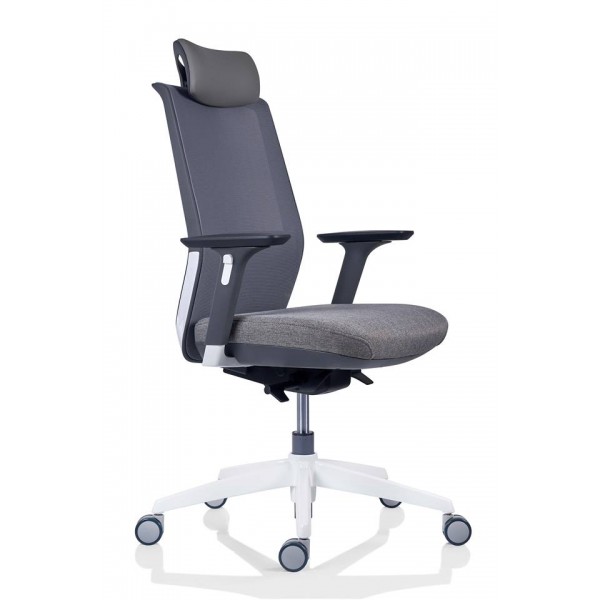 Vedere frontala laterala scaun TESLA Mesh PDH gri