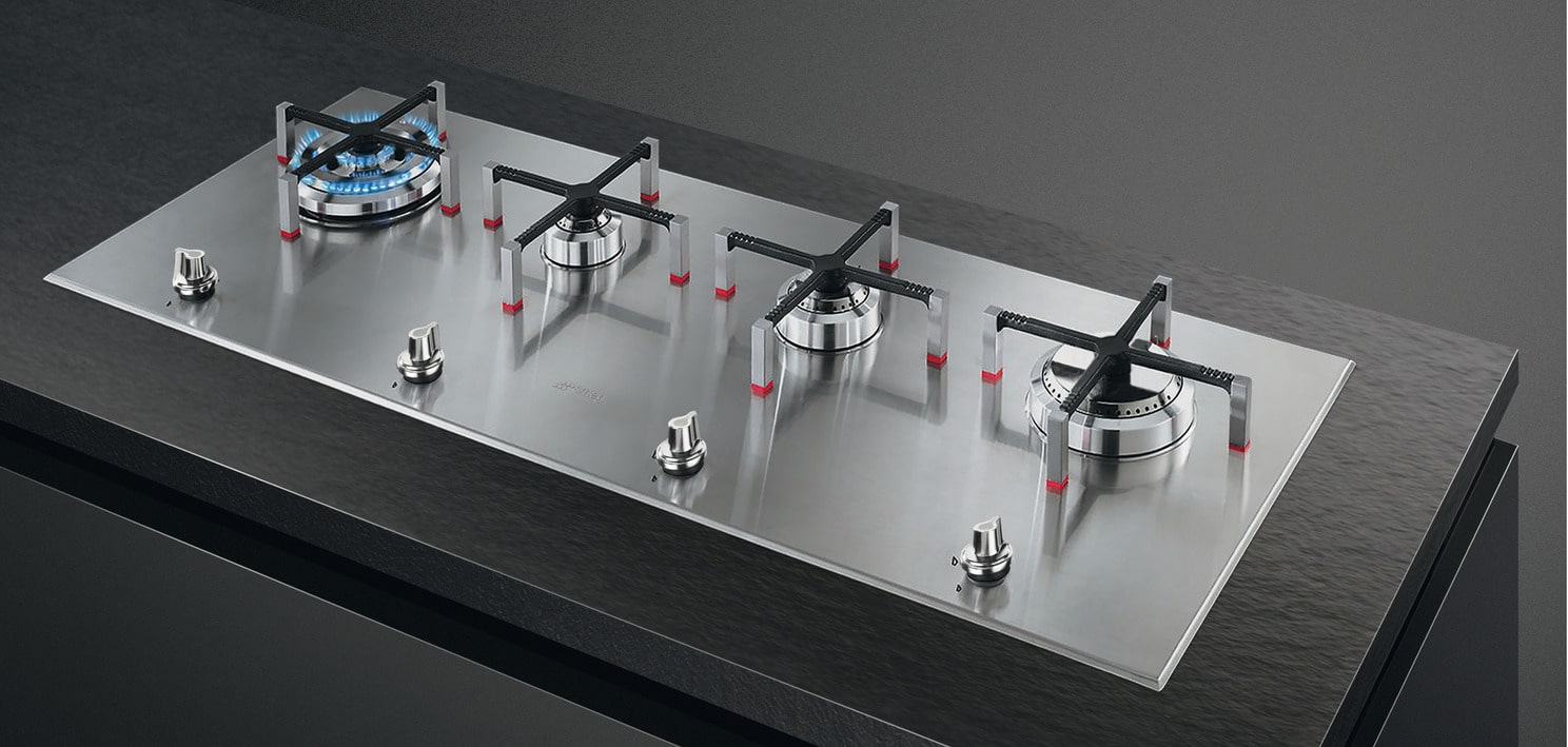 Plita incorporabila Smeg PX1402 inox satinat detalii ambient arzatori