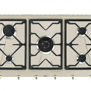 Plita-pe-gaz-Smeg-SRV896AVOGH2-incorporabila-ovaz-finisaj-din-alama-iak.ro