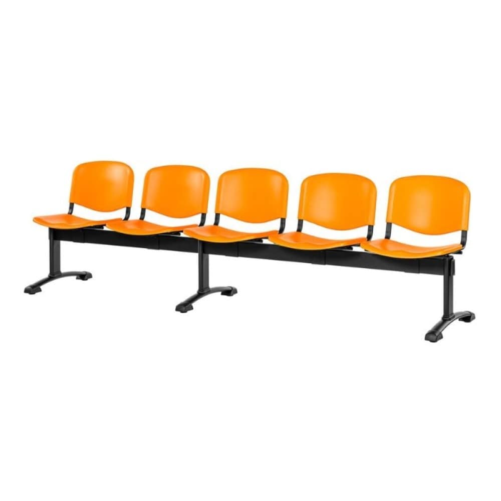 Banca-de-asteptare-5-locuri-plastic-polipropilena-cu-cadru-negru